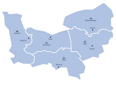 Caen, Rouen, Evreux, Saint-Lô, Alençon